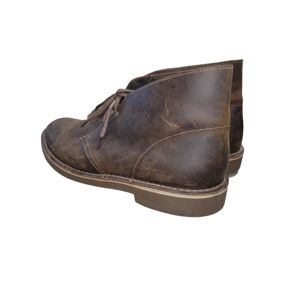 Clarks Bushacre 2 Brown Wax Leather Chukka Boots Men's Size 13